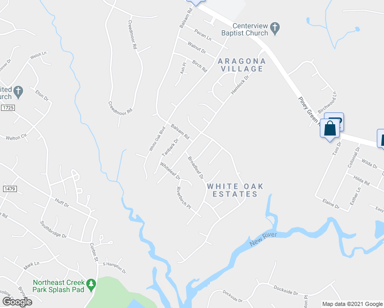 map of restaurants, bars, coffee shops, grocery stores, and more near 103 Broadleaf Drive in Jacksonville