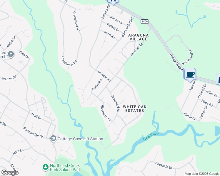 map of restaurants, bars, coffee shops, grocery stores, and more near 103 Broadleaf Drive in Jacksonville