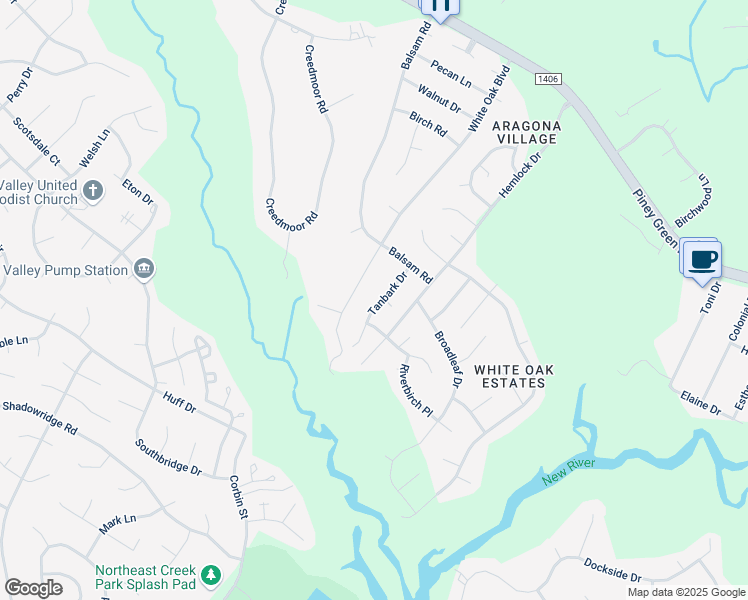map of restaurants, bars, coffee shops, grocery stores, and more near 114 Tanbark Drive in Jacksonville