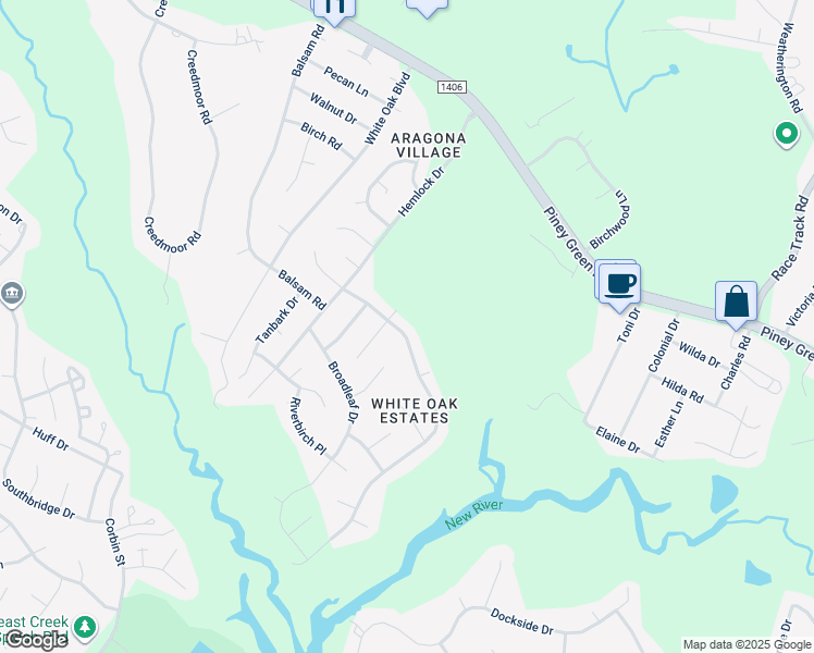map of restaurants, bars, coffee shops, grocery stores, and more near 205 Jasmine Lane in Jacksonville