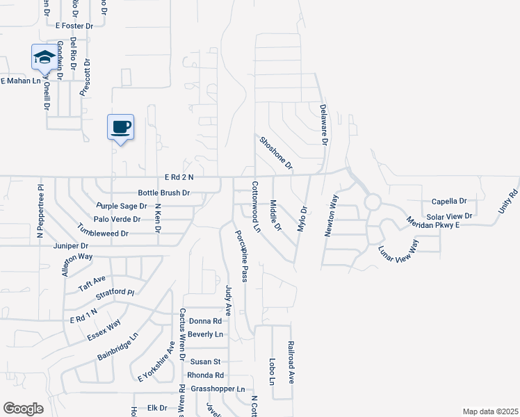 map of restaurants, bars, coffee shops, grocery stores, and more near 951 Cottonwood Lane in Chino Valley