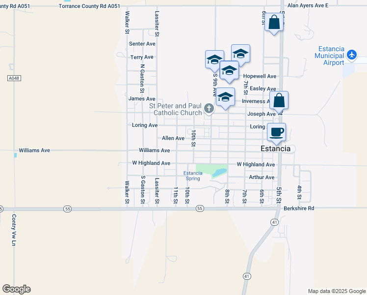map of restaurants, bars, coffee shops, grocery stores, and more near 1000 Williams Avenue in Estancia