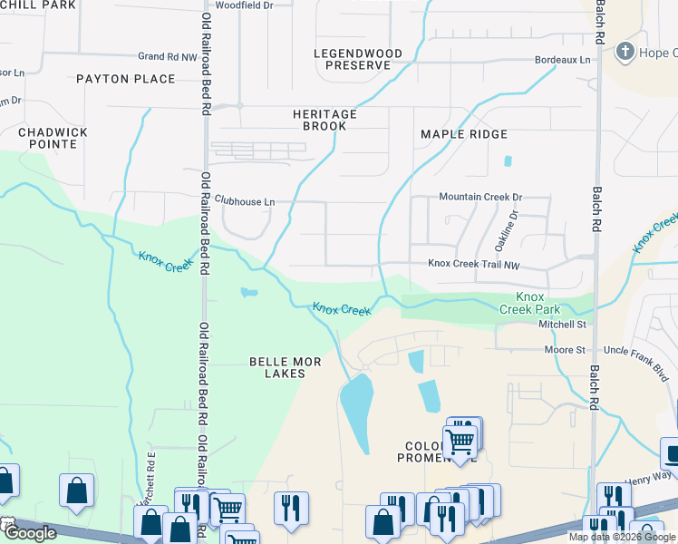 map of restaurants, bars, coffee shops, grocery stores, and more near 951 Old Railroad Bed Road in Madison