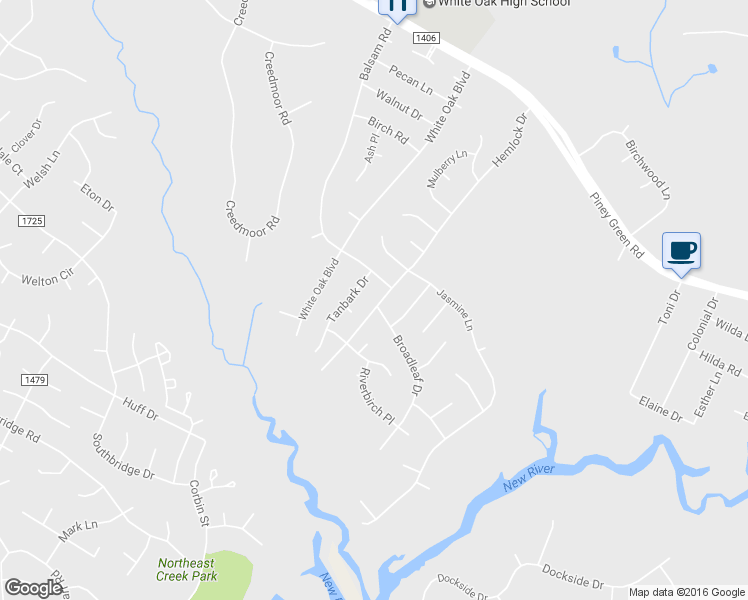 map of restaurants, bars, coffee shops, grocery stores, and more near 498 Hemlock Drive in Jacksonville