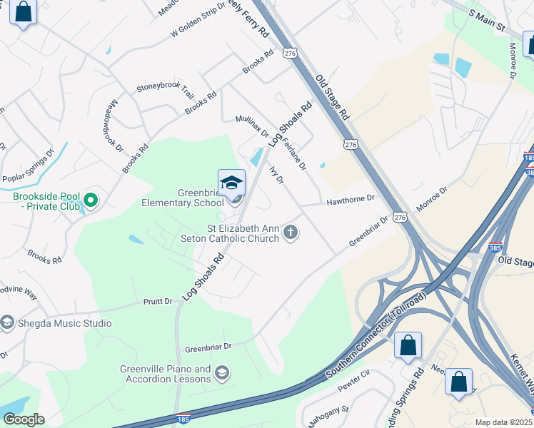 map of restaurants, bars, coffee shops, grocery stores, and more near 137 Perigon Court in Greenville