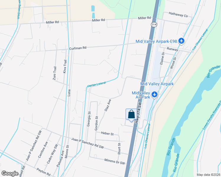 map of restaurants, bars, coffee shops, grocery stores, and more near 4445 Diaz Avenue in Los Lunas