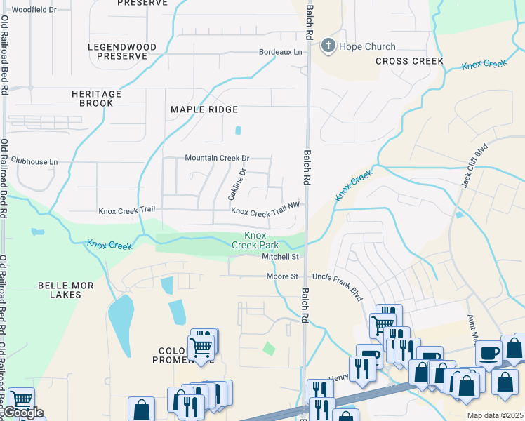 map of restaurants, bars, coffee shops, grocery stores, and more near 210 Knox Creek Trail Northwest in Madison