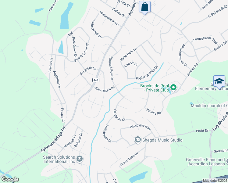 map of restaurants, bars, coffee shops, grocery stores, and more near 2 Seagrass Court in Mauldin