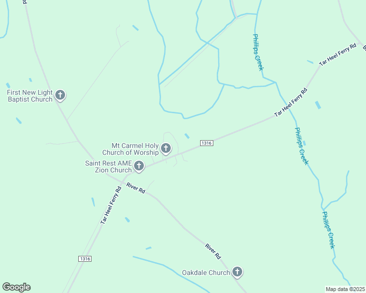 map of restaurants, bars, coffee shops, grocery stores, and more near 2083 Tar Heel Ferry Road in White Oak