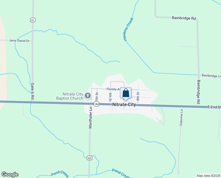 map of restaurants, bars, coffee shops, grocery stores, and more near 1161-1165 Florida Avenue in Muscle Shoals