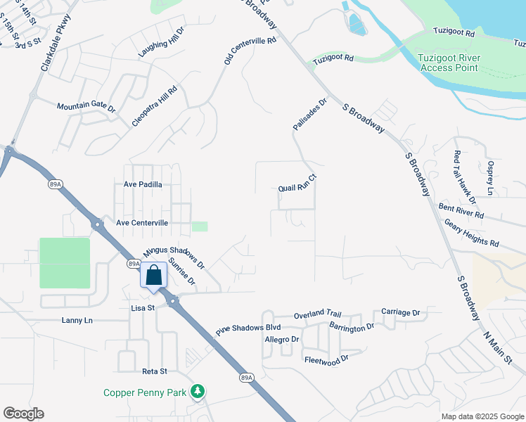 map of restaurants, bars, coffee shops, grocery stores, and more near 858 Rabbit Run in Clarkdale