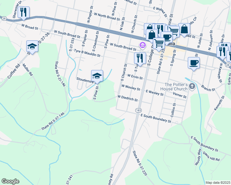 map of restaurants, bars, coffee shops, grocery stores, and more near 198 Golden Corner Drive in Walhalla