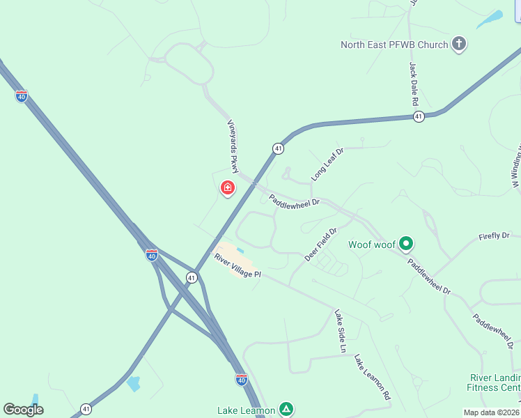 map of restaurants, bars, coffee shops, grocery stores, and more near 118 Firethorn Circle in Wallace