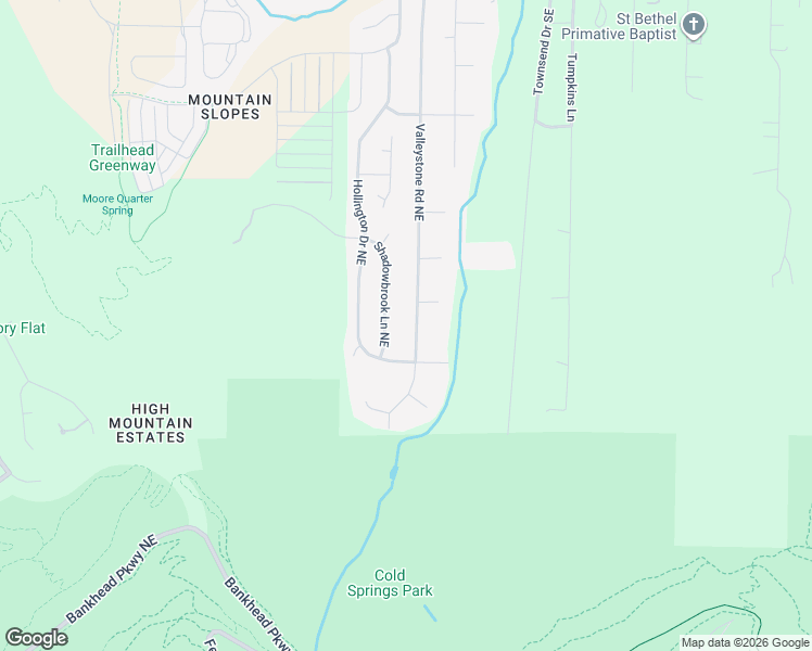 map of restaurants, bars, coffee shops, grocery stores, and more near 235 Shadowbrook Lane Northeast in Huntsville