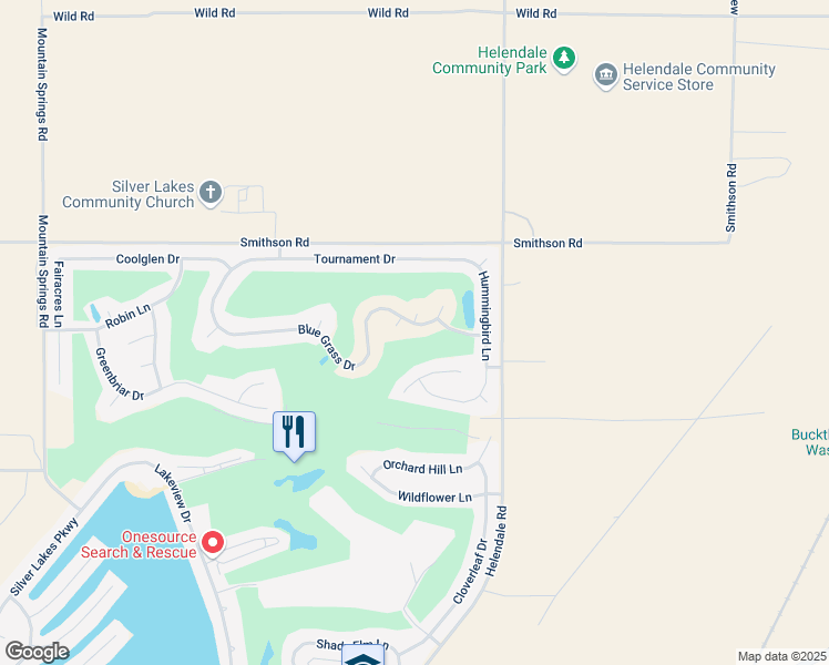 map of restaurants, bars, coffee shops, grocery stores, and more near 15191 Blue Grass Drive in Helendale