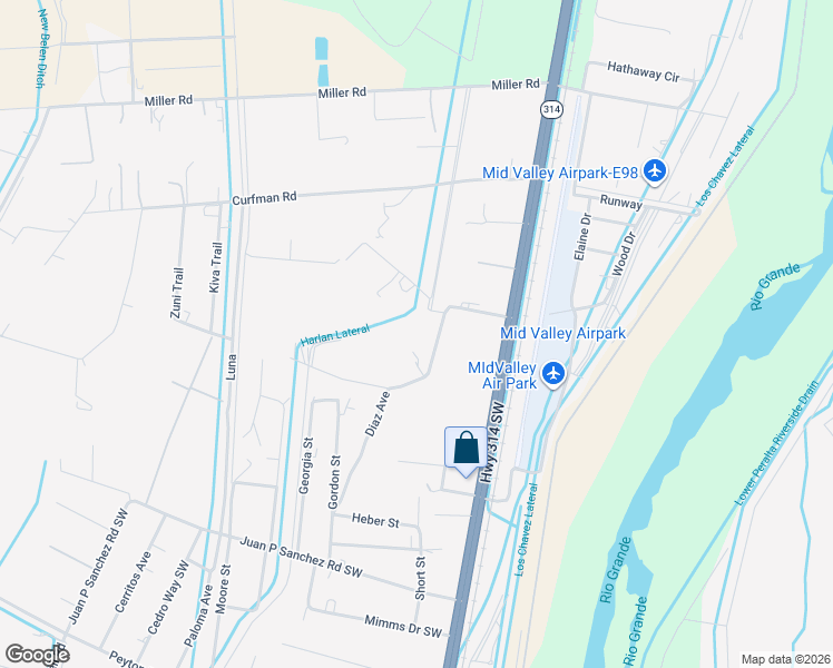 map of restaurants, bars, coffee shops, grocery stores, and more near 4445 Diaz Avenue in Los Lunas