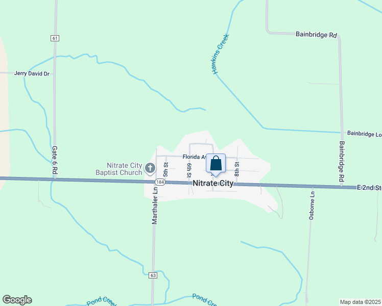 map of restaurants, bars, coffee shops, grocery stores, and more near 1161 Florida Avenue in Muscle Shoals