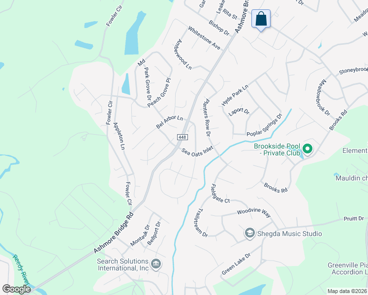 map of restaurants, bars, coffee shops, grocery stores, and more near 5 Sea Oats Inlet in Mauldin