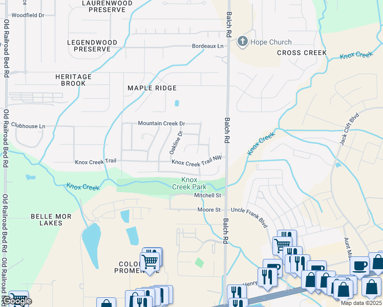 map of restaurants, bars, coffee shops, grocery stores, and more near 103 Shoals Point Trail in Madison