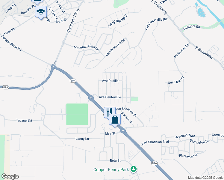 map of restaurants, bars, coffee shops, grocery stores, and more near 900 Calle Rosas in Clarkdale