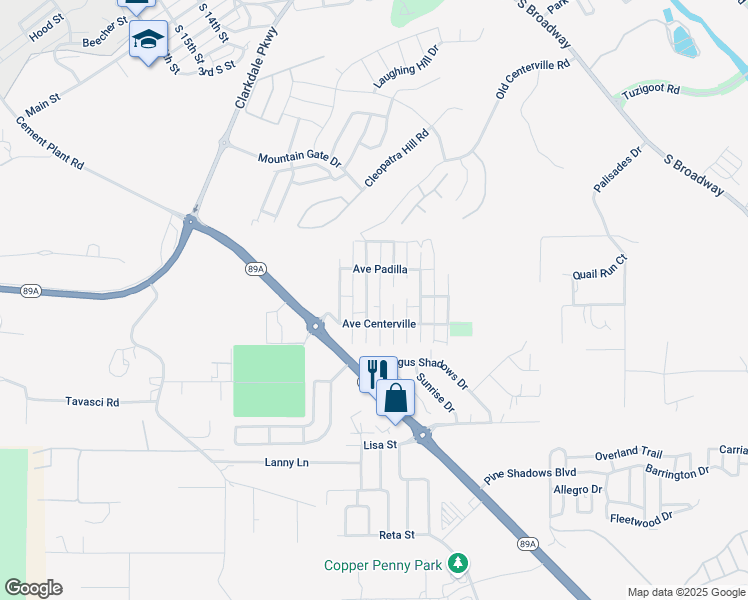 map of restaurants, bars, coffee shops, grocery stores, and more near 900 Calle Rosas in Clarkdale