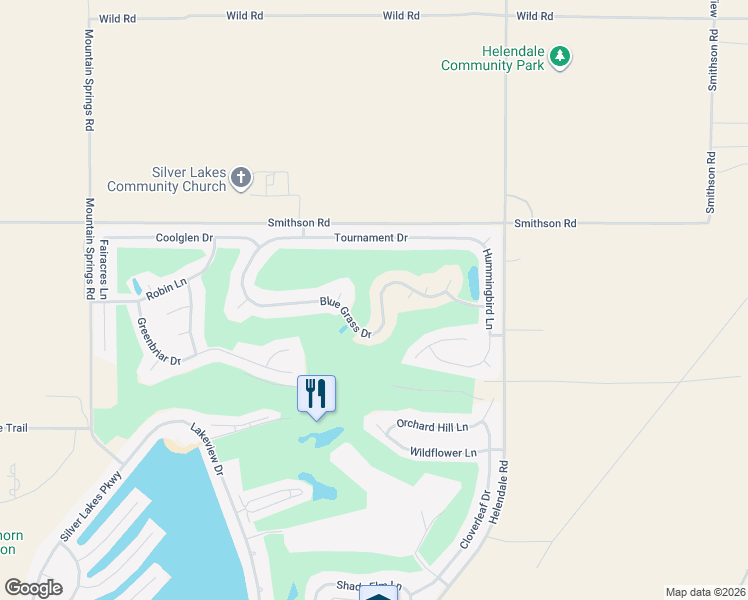 map of restaurants, bars, coffee shops, grocery stores, and more near 15036 Blue Grass Drive in Helendale