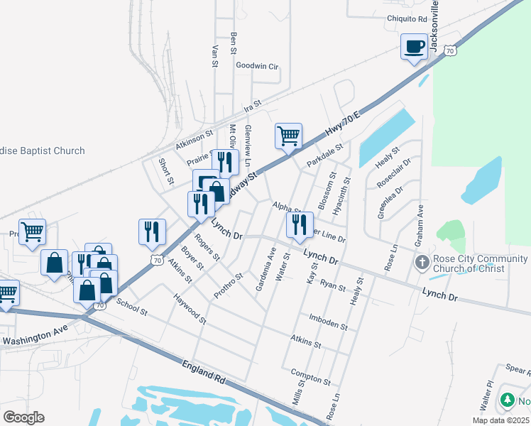 map of restaurants, bars, coffee shops, grocery stores, and more near 615 Pollock Street in North Little Rock