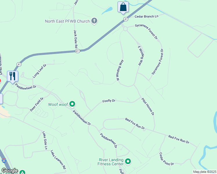 map of restaurants, bars, coffee shops, grocery stores, and more near 129 Legacy Woods Drive in Wallace