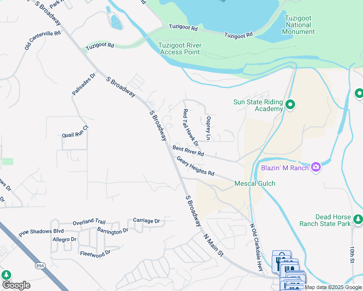 map of restaurants, bars, coffee shops, grocery stores, and more near 956 Red Tail Hawk Drive in Clarkdale