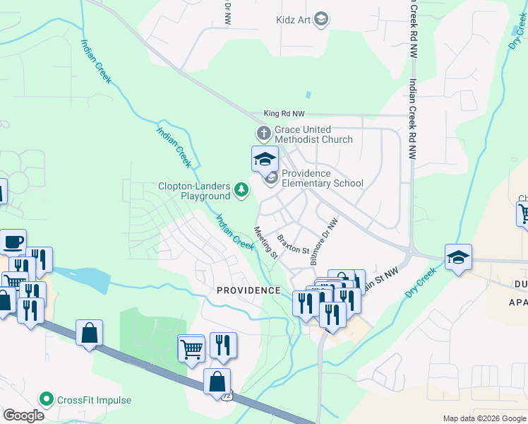 map of restaurants, bars, coffee shops, grocery stores, and more near 41 Meeting Street in Huntsville