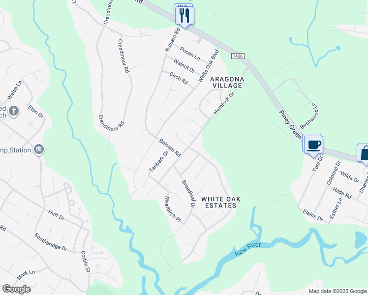 map of restaurants, bars, coffee shops, grocery stores, and more near 215 Balsam Road in Jacksonville