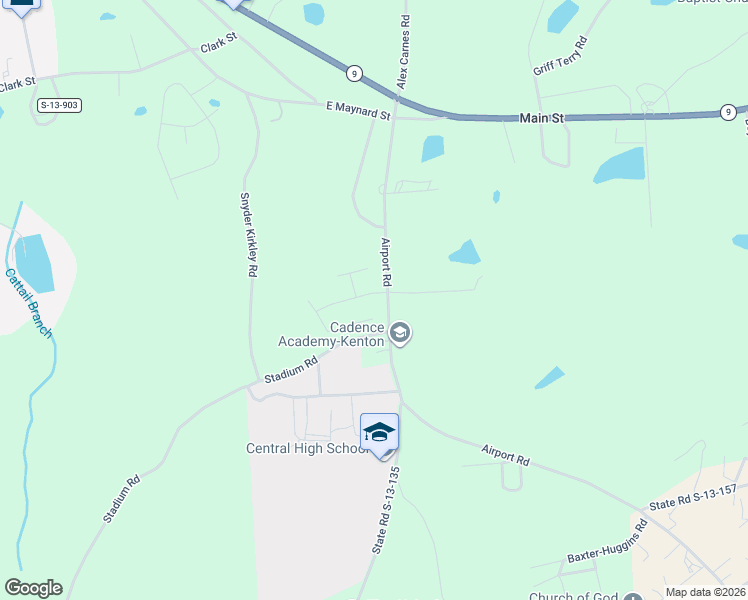 map of restaurants, bars, coffee shops, grocery stores, and more near 497 Airport Road in Pageland