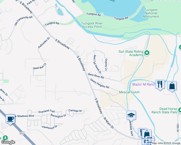 map of restaurants, bars, coffee shops, grocery stores, and more near 701 South Broadway in Clarkdale