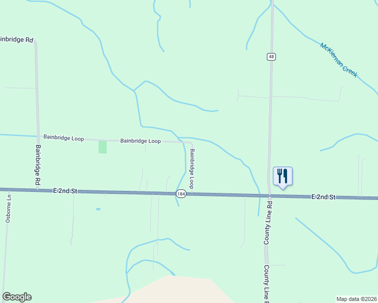 map of restaurants, bars, coffee shops, grocery stores, and more near Bainbridge Loop in Muscle Shoals