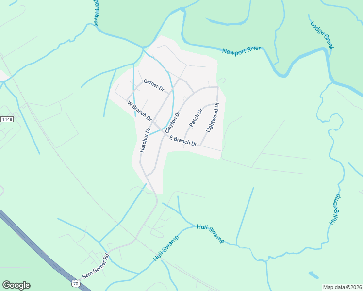 map of restaurants, bars, coffee shops, grocery stores, and more near 606 East Branch Drive in Newport