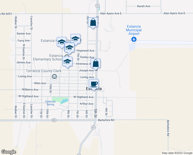 map of restaurants, bars, coffee shops, grocery stores, and more near 514 Loring Avenue in Estancia