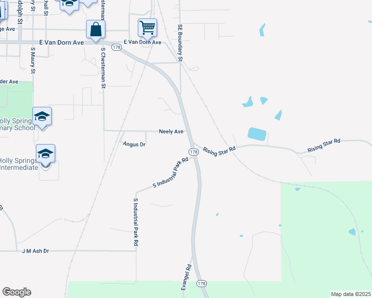 map of restaurants, bars, coffee shops, grocery stores, and more near 885 Mississippi 178 in Holly Springs