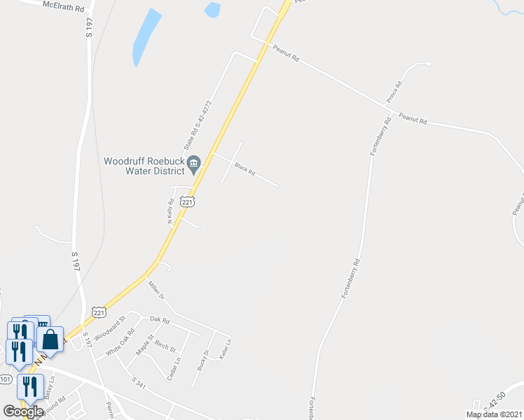 map of restaurants, bars, coffee shops, grocery stores, and more near 9971 U.S. 221 in Woodruff