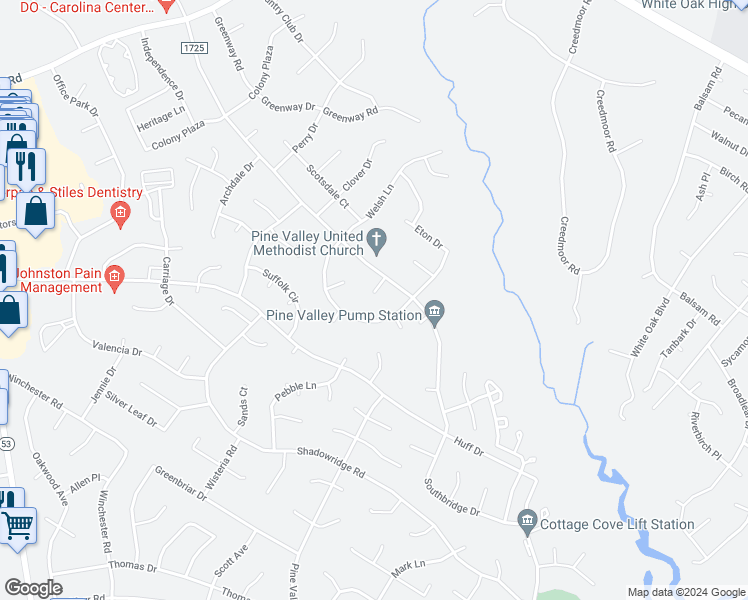 map of restaurants, bars, coffee shops, grocery stores, and more near 804 Pine Valley Court in Jacksonville