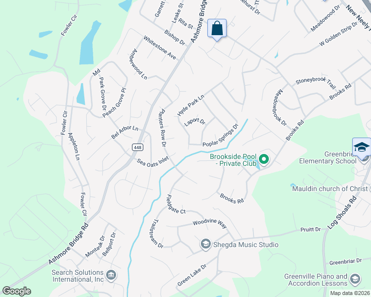 map of restaurants, bars, coffee shops, grocery stores, and more near 600 Hyde Park Lane in Mauldin