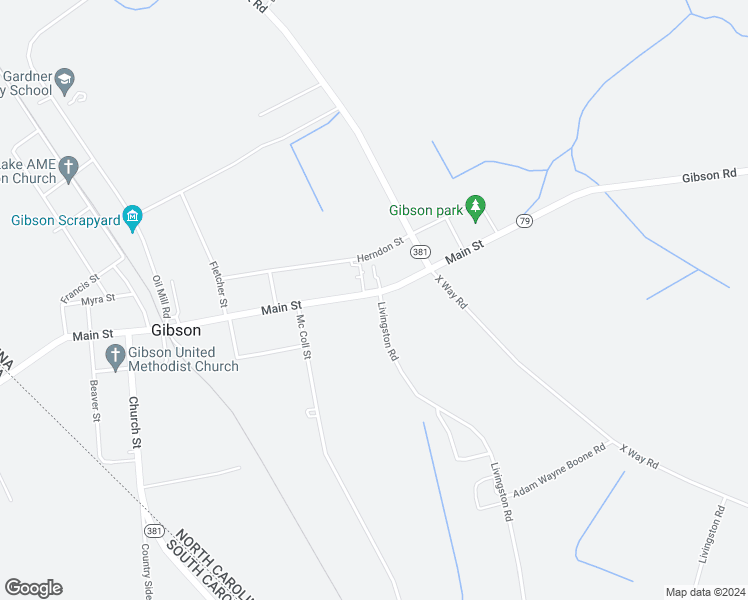 map of restaurants, bars, coffee shops, grocery stores, and more near 5010 Main Street in Gibson