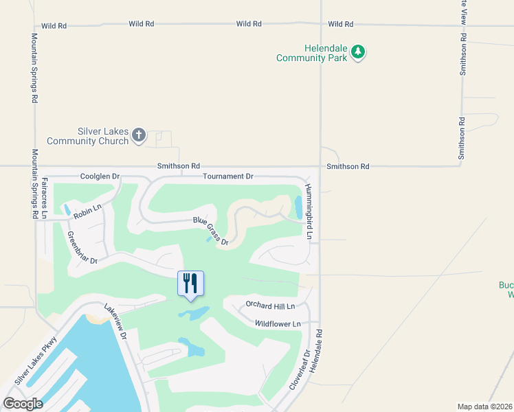 map of restaurants, bars, coffee shops, grocery stores, and more near 15114 Blue Grass Drive in Helendale