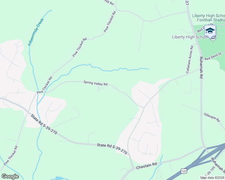 map of restaurants, bars, coffee shops, grocery stores, and more near 258 Spring Valley Road in Liberty