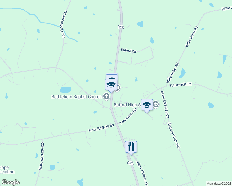 map of restaurants, bars, coffee shops, grocery stores, and more near 4290 Tabernacle Road in Lancaster