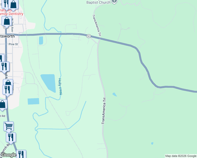 map of restaurants, bars, coffee shops, grocery stores, and more near 411 Old Federal Road South in Chatsworth