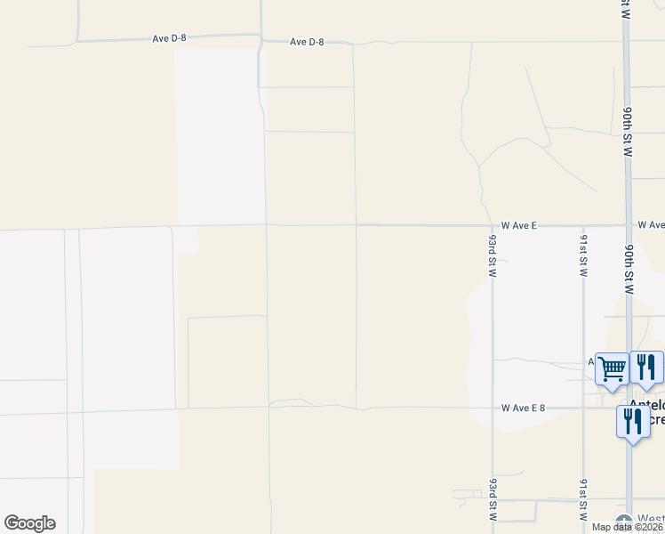 map of restaurants, bars, coffee shops, grocery stores, and more near 97th Street West in Lancaster