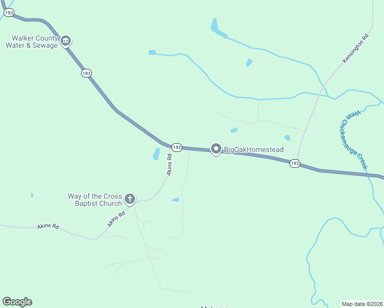 map of restaurants, bars, coffee shops, grocery stores, and more near 17188 Georgia 193 in Chickamauga