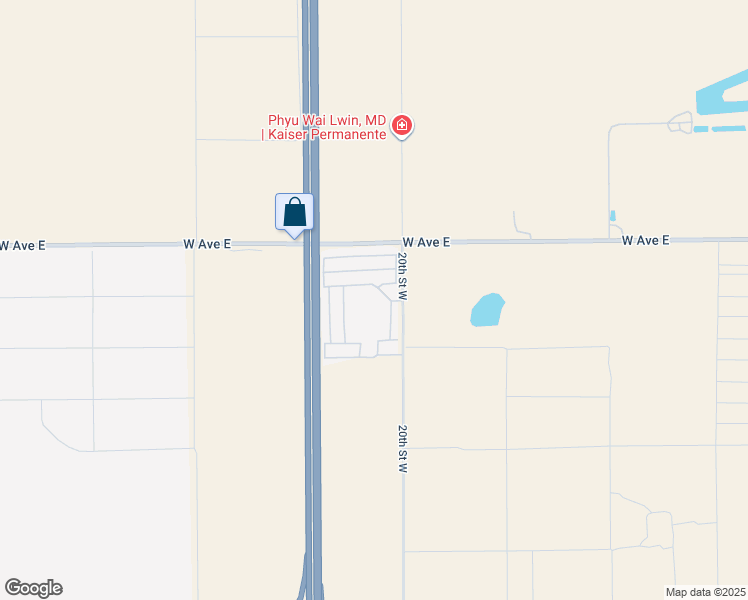 map of restaurants, bars, coffee shops, grocery stores, and more near 48303 20th Street West in Lancaster