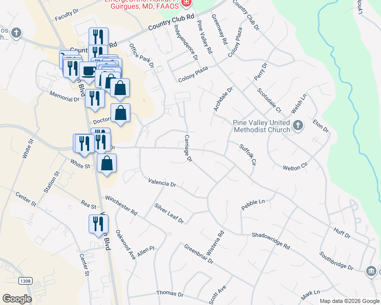 map of restaurants, bars, coffee shops, grocery stores, and more near 291 Huff Drive in Jacksonville