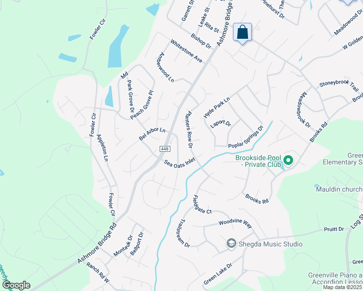 map of restaurants, bars, coffee shops, grocery stores, and more near 9 Marsh Creek Drive in Mauldin